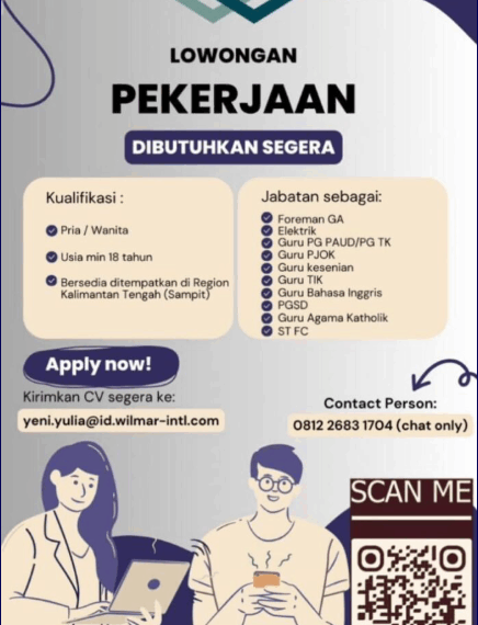 Lowongan Kerja Guru Penempatan Kalimantan Tengah (Sampit)